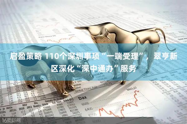 启盈策略 110个深圳事项“一端受理”，翠亨新区深化“深中通办”服务